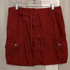 Red Linen Mini Skirt